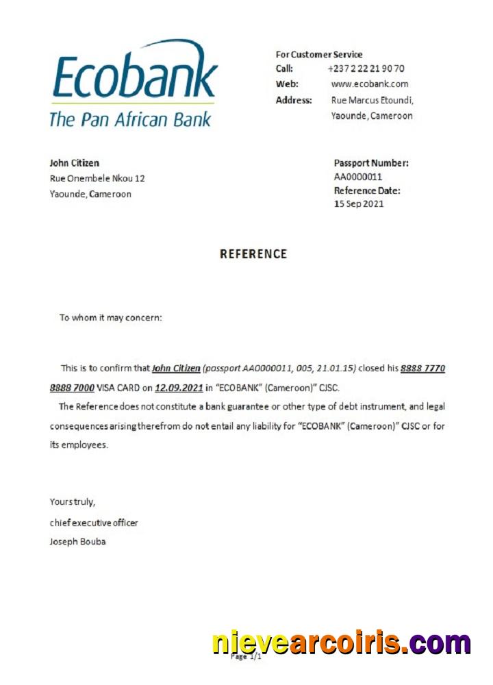 Cameroon Ecobank closure reference